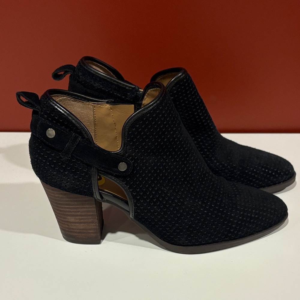 Franco Sarto Textured Black Ankle Booties